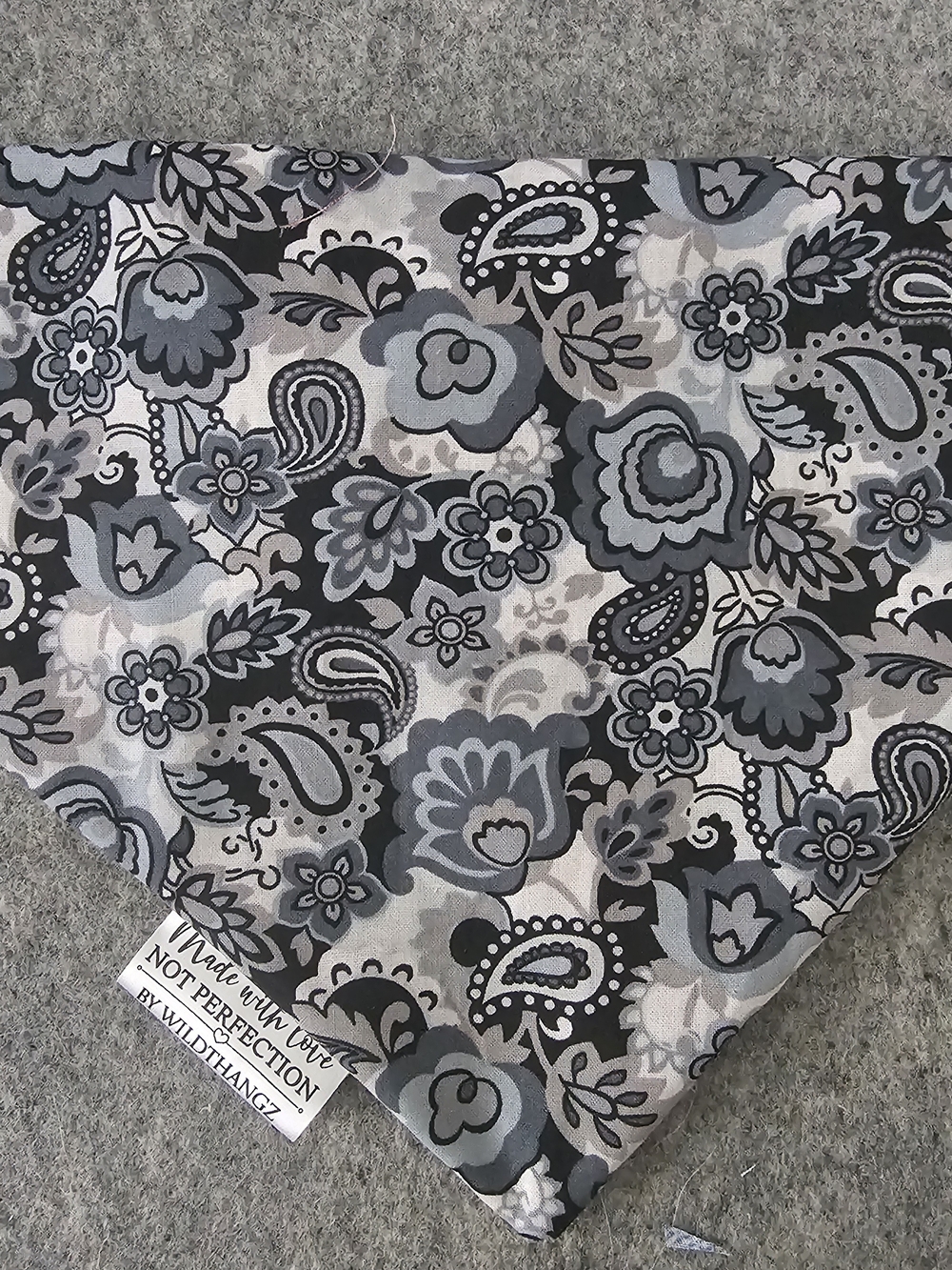 Grey & Black Floral Paisley Bandana